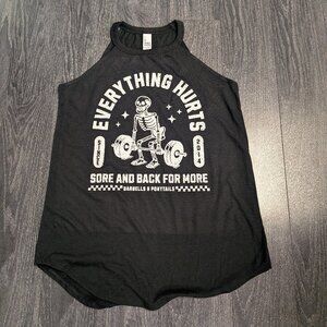 Barbells And Ponytails Flowy High Neck "Everything Hurts" Tank Top NEW